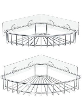 Corner Shower Caddy Stainless Steel Adhesive Wall Mount Bathroom Organizer 2Pack
